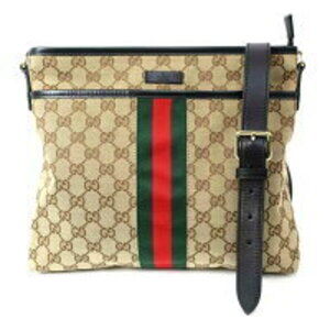 GUCCI GG Canvas Sherry Line Shoulder Bag Strap Black
